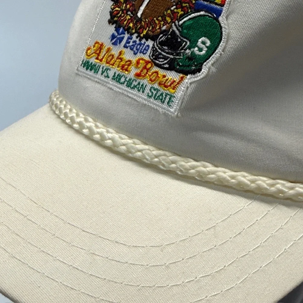 Vintage Eagle Aloha Bowl Strap Hat Hawaii Michigan MSU 1989 80s